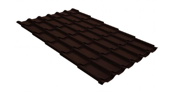Металлочерепица классик GL 0,5 GreenCoat Pural Matt RR 887 шоколадно-коричневый (RAL 8017 шоколад) купить в Калининграде