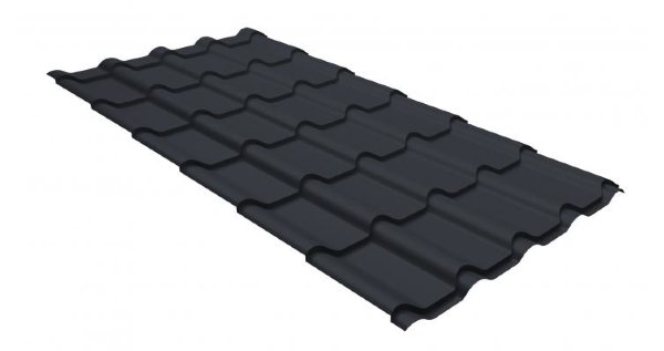 Металлочерепица камея GL 0,5 GreenCoat Pural matt RR 23 темно-серый (RAL 7024 мокрый асфальт) купить в Калининграде