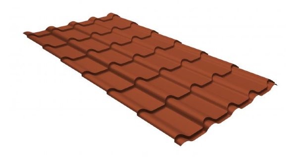 Металлочерепица камея GL 0,5 GreenCoat Pural RR 750 кирпично-красный (RAL 8004 терракота) купить в Калининграде