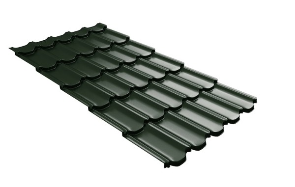 Металлочерепица квинта плюс с 3D резом 0,5 GreenСoat Pural Matt RR 11 темно-зеленый (RAL 6020 хромовая зелень) купить в Калининграде