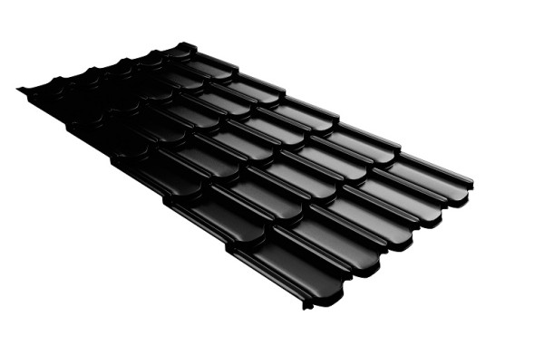 Металлочерепица квинта плюс с 3D резом 0,5 GreenСoat Pural Matt RR 33 черный (RAL 9005 черный) купить в Калининграде