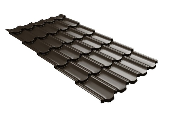 Металлочерепица квинта плюс с 3D резом 0,5 GreenСoat Pural RR 32 темно-коричневый (RAL 8019 серо-коричневый) купить в Калининграде