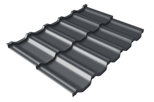 Металлочерепица модульная Квинта Uno Grand Line c 3D резом 0,45 PE RAL 7024 мокрый асфальт купить в Калининграде