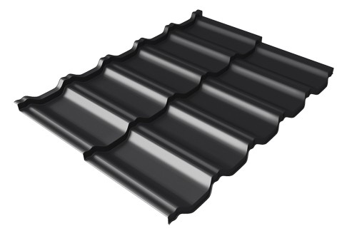 Металлочерепица модульная Квинта Uno Grand Line c 3D резом 0,5 Satin Мatt RAL 9005 черный купить в Калининграде