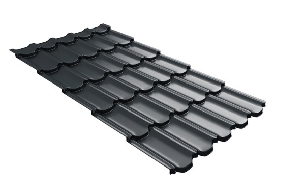 Металлочерепица квинта плюс с 3D резом 0,5 Satin RAL 7016 антрацитово-серый купить в Калининграде