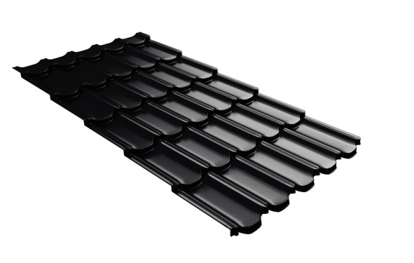Металлочерепица квинта плюс с 3D резом 0,5 Satin Мatt RAL 9005 черный купить в Калининграде