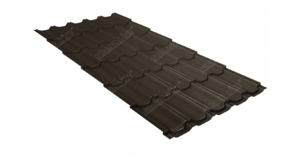 Металлочерепица квинта плюс 0,5 GreenCoat Pural Matt RR 32 темно-коричневый (RAL 8019 серо-коричневый) купить в Калининграде